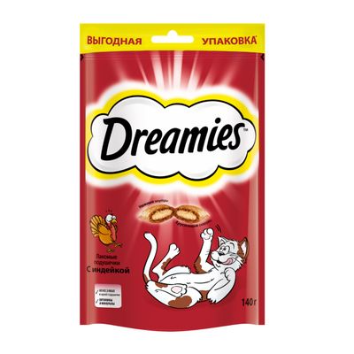 Лакомство для кошек Dreamies подушечки с индейкой, 140г