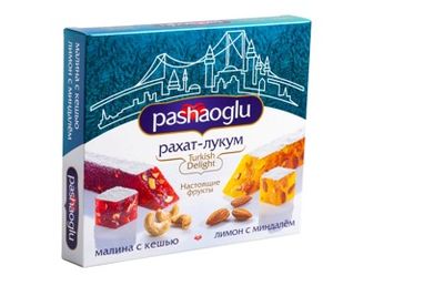 Рахат-Лукум Pashaoglu лимон с миндалем и малина с кешью 300 гр.