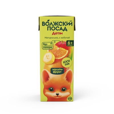 Сок Волжский посад мультифруктовый для детей 0,2л