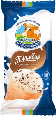 Мороженое ваф./ст. КизК пломбир ванильн. С ШОК. КРОШКОЙ м.д.ж. 15,0%, 80г