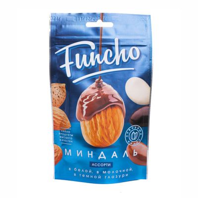 Драже Funcho Миндаль ассорти в белой, в молочной и в темной кондитерской глазури 100 г