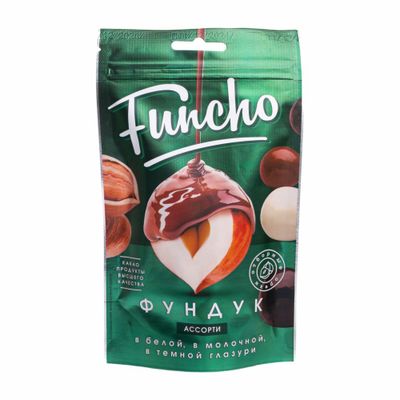 Драже Funcho Фундук ассорти в белой, в молочной и в темной кондитерской глазури 100 г