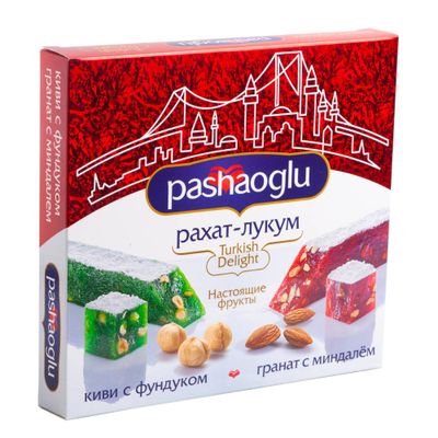 Рахат-Лукум "Pashaoglu" гранат с миндалем и киви с фундуком 300 г Рахат-Лукум "Pashaoglu" гранат с миндалем и киви с фундуком 300 г