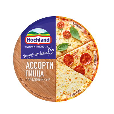 Сыр Hochland плавленый круг ассорти пицца коробка 140 г