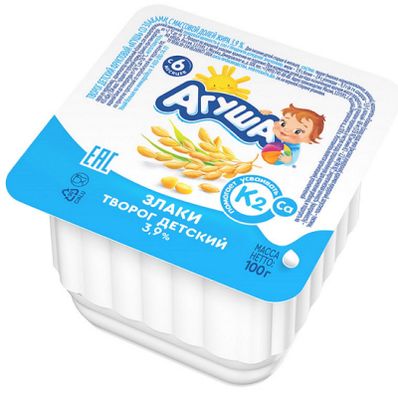 Творог фрукт. Агуша 100г 3,9% Злаки с 6 мес (27сут)
