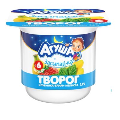 Творог фруктовый Агуша 3,8% Клубника-банан-мелисса, 100г