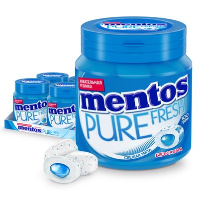 Жевательная резинка Mentos Pure Fresh Свежая мята, банка, 100г