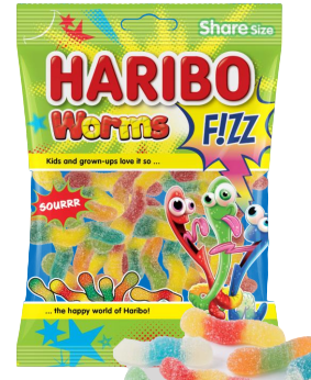 Жевательный мармелад HARIBO (Worms FİZZ ) Червячки Кислые, 70г.