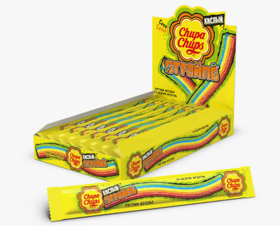 Мармелад жевательный Chupa Chups Кислый Страйпс Фруктовый вкус, 10,5г