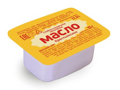 Масло ММЗ сладко-сливочное Крестьянское 72,5% 15 г коробка 100 шт Масло ММЗ сладко-сливочное Крестьянское 72,5% 15 г коробка 100 шт