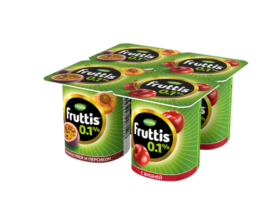 Йогуртный продукт Fruttis 0,1% Персик-маракуйя/Вишня, 110г