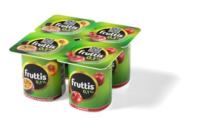 Йогуртный продукт Fruttis 0,1% Персик-маракуйя/Вишня, 110г