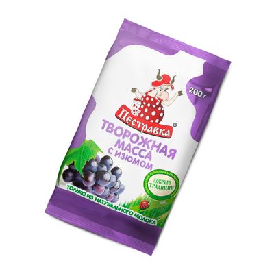 Масса Творожная Пестравка с изюмом 18% 200г Флоу-пак