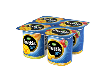 Йогуртный продукт Fruttis 5% Дыня-манго/Банан-клубника, 115г