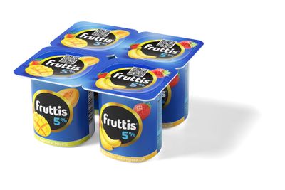 Йогуртный продукт Fruttis 5% Дыня-манго/Банан-клубника, 115г