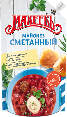 Майонез  Махеев Сметанный 50,5 % 400 мл  дой-пак