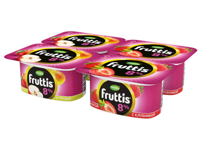 Йогуртный продукт Fruttis 8% Клубника/Яблоко-груша, 115г