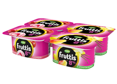 Йогуртный продукт Fruttis 8% Вишневый пломбир/Груша-ваниль, 115г
