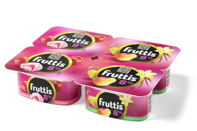 Йогуртный продукт Fruttis 8% Вишневый пломбир/Груша-ваниль, 115г