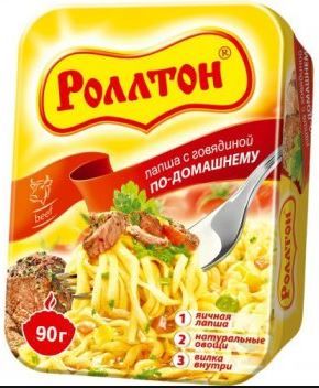 ТОП 100 Лапша Роллтон по-домашнему говядина лоток 24*90г