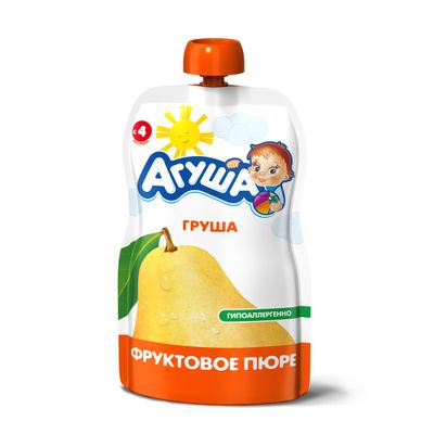 Пюре фруктовое Агуша Груша, пауч, 90г