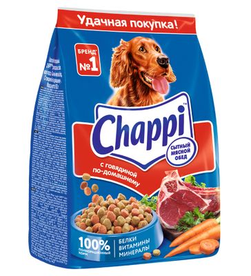 Сухой корм для собак Chappi Сытный мясной обед. С говядиной по-домашнему, 600г