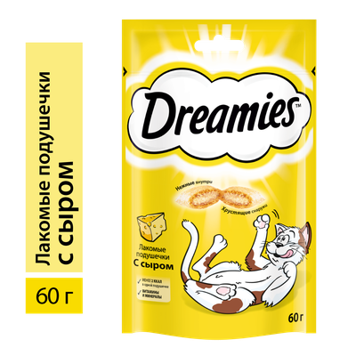 Лакомство для кошек Dreamies подушечки с сыром, 60г