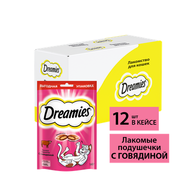 Лакомство для кошек Dreamies подушечки с говядиной, 140г