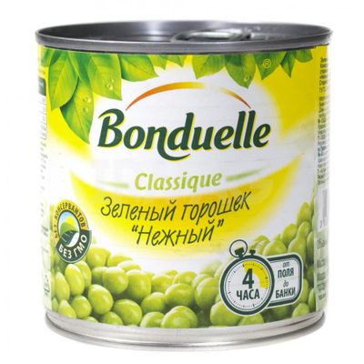 Горошек консервированный Бондюэль, нежный, 400г/425мл
