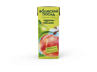 Нектар Волжский посад Яблоко-персик 0,2л/27 шт