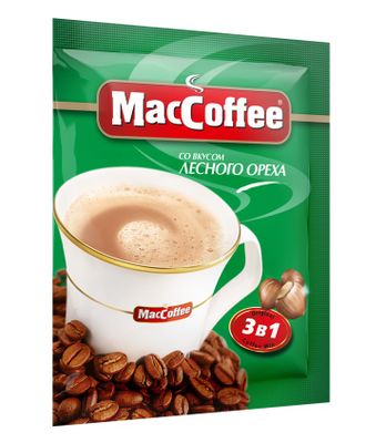 Коф.напиток MacCoffee 3 в 1 раствор, ЛЕСНОЙ ОРЕХ, м/у 18г*25шт*20