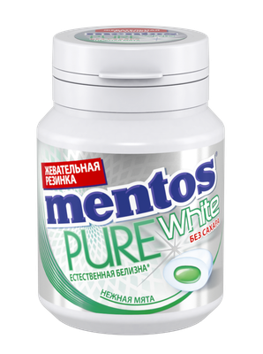 Жевательная резинка Mentos Pure White Нежная мята, банка, 54г