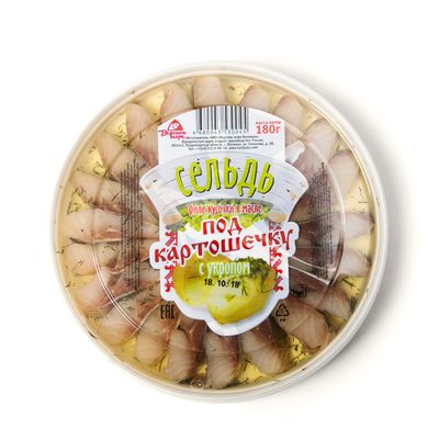 Сельдь филе кусочки Вкусное море Под картошечку в масле с укропом 180 г