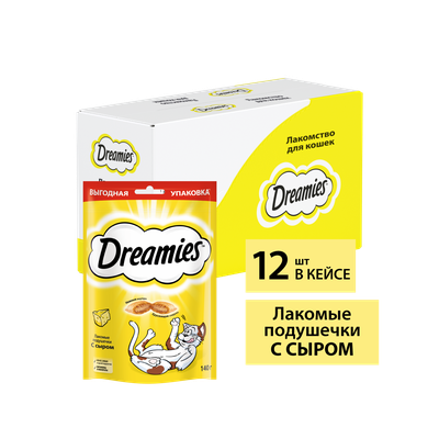 Лакомство для кошек Dreamies подушечки с сыром, 140г