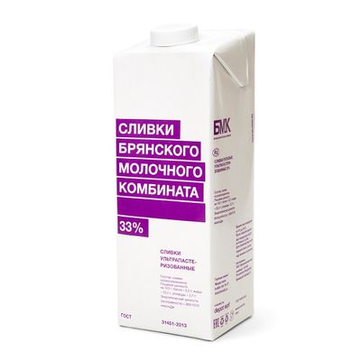 Сливки Брянский Молочный Комбинат 33% 1л ТБА