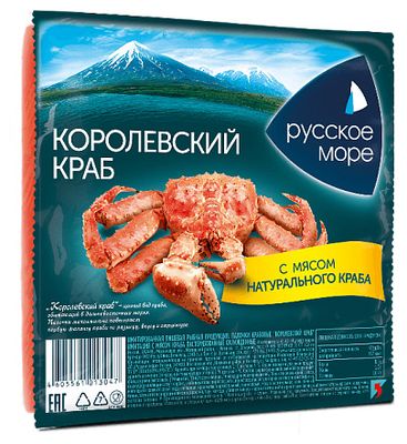 Крабовые палочки "Королевский краб" с мясом краба "Русское море" 250г