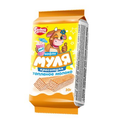 Вафли Сладкая Слобода Муля Красотуля топленое молоко 30 гр