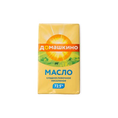 Масло Село Домашкино сладкосливочное несолёное 72,5% фольга 180 г Масло Село Домашкино сладкосливочное несолёное 72,5% фольга 180 г