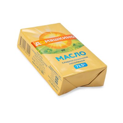 Масло Село Домашкино сладкосливочное несолёное 72,5% фольга 180 г Масло Село Домашкино сладкосливочное несолёное 72,5% фольга 180 г