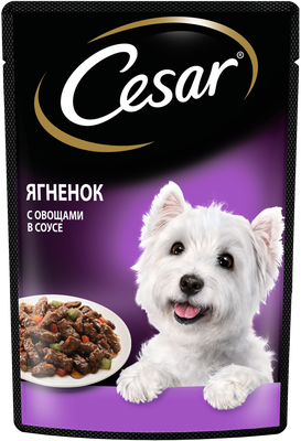 Влажный корм Cesar для взрослых собак, с ягненком и овощами в соусе, 85г