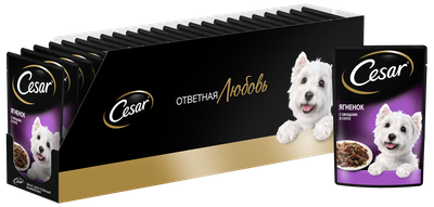 Влажный корм Cesar для взрослых собак, с ягненком и овощами в соусе, 85г
