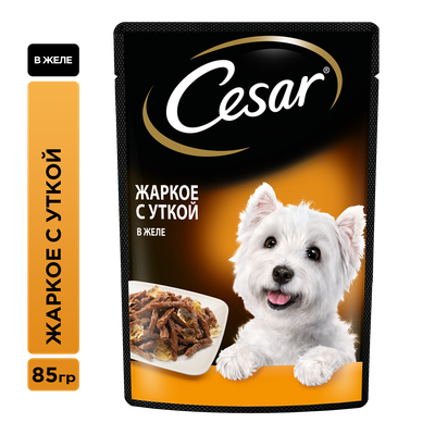 Влажный корм Cesar для взрослых собак, жаркое с уткой в желе, 85г