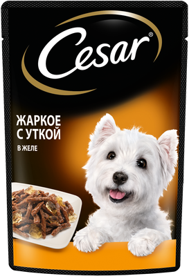 Влажный корм Cesar для взрослых собак, жаркое с уткой в желе, 85г