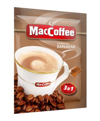 Напиток кофейный MacCoffee растворимый 3в1 со вкусом карамели, м/уп 18г*25*20