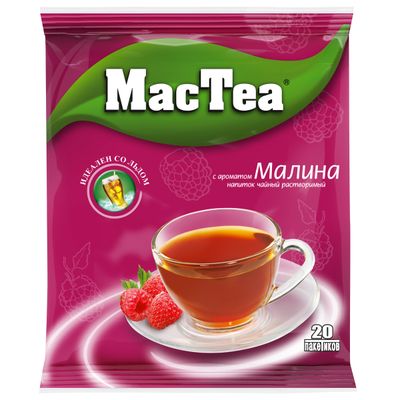 Напиток чайный растворимый Mac Tea с ароматом малины м/у 16г*20шт*50