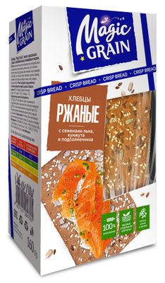 Хлебцы Magic Grain Ржаные с семенами льна,подсолнуха,кунжута 160гр*10