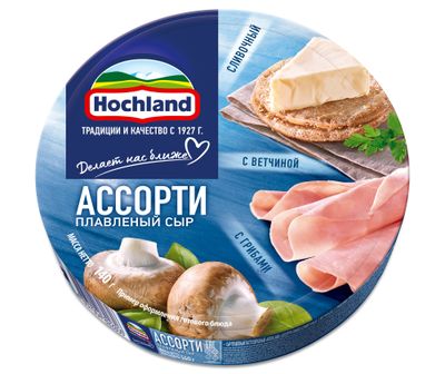 Сыр плавленый Hochland Ассорти синее, коробка, 140г