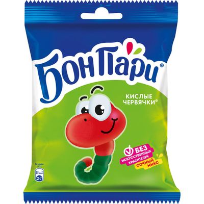 Мармелад Бон Пари Кислые Червячки жеват.фрукт. 15* 75г