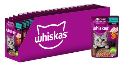 Влажный корм для кошек Whiskas Мясная коллекция, с кроликом, 75г