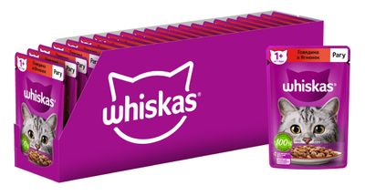 Влажный корм Whiskas для кошек, рагу с говядиной и ягненком, 28х75г